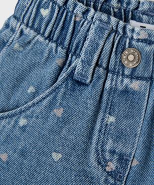 Short en jean à motifs coeurs avec taille ajustable bébé fille vue2 - GEMO(BEBE DEBT) - GEMO