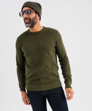 Pull col rond en coton uni homme vue1 - GEMO (HOMME) - GEMO