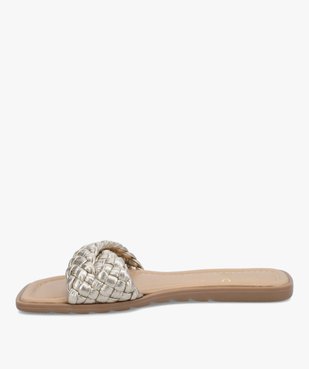 Mules femme à talon plat et bride tressée métallisée vue3 - GEMO (CASUAL) - GEMO