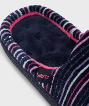 Chaussons mules à rayures et paillettes femme - Isotoner vue6 - ISOTONER - GEMO