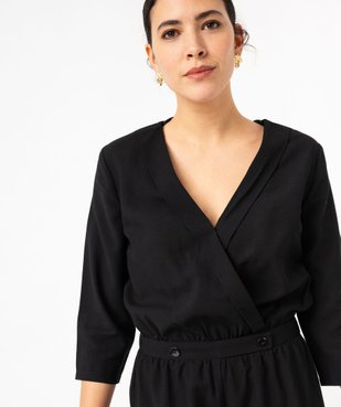 Combinaison pantalon fluide à manches 3/4 et col cache-cœur femme vue2 - GEMO(FEMME PAP) - GEMO