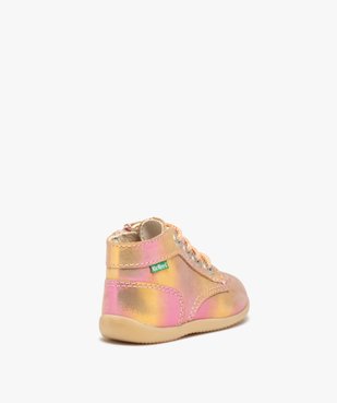 Chaussures premiers pas bébé fille en cuir imprimé fleuri - Kickers vue4 - KICKERS - GEMO