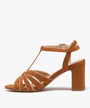 Sandales femme à talon carré style Salomé en suédine vue4 - GEMO 4G FEMME - GEMO