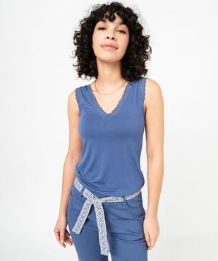 Débardeur avec col V en dentelle femme vue1 - GEMO 4G FEMME - GEMO