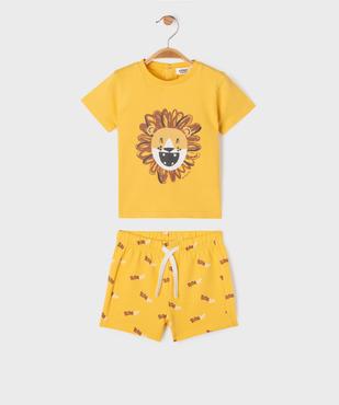 Ensemble 2 pièces à motifs animaliers bébé garçon vue1 - GEMO 4G BEBE - GEMO