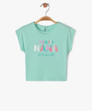 Tee-shirt manches courtes loose à message bébé fille vue1 - GEMO(BEBE DEBT) - GEMO