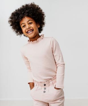 Tee-shirt manches longues avec col rond froncé fille vue1 - GEMO 4G FILLE - GEMO
