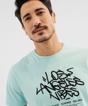 Tee-shirt manches courtes avec inscription graffiti homme vue2 - GEMO (HOMME) - GEMO