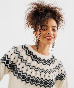 Pull col rond jacquard femme vue2 - GEMO(FEMME PAP) - GEMO