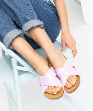 Mules femme à talon plat et larges brides croisées vue7 - GEMO 4G FEMME - GEMO