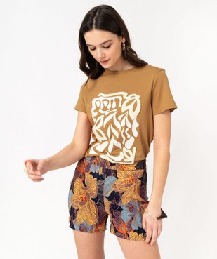 Tee-shirt à manches courtes avec motif en relief femme vue2 - GEMO(FEMME PAP) - GEMO