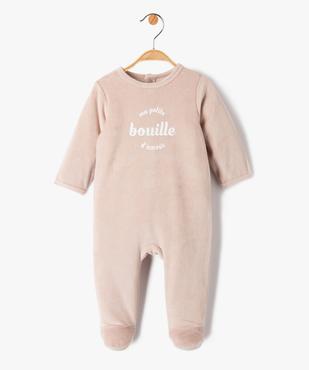 Pyjama bébé fille en velours à message vue1 - PREMIER PRIX BY GEMO - GEMO