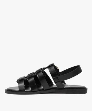 Sandales femme unies à talon plat et brides larges  vue3 - GEMO (CASUAL) - GEMO