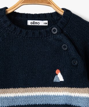 Pull à rayures avec ouverture devant bébé vue2 - GEMO(BEBE DEBT) - GEMO