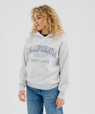 Sweat à capuche oversize avec inscription California femme vue2 - GEMO(FEMME PAP) - GEMO