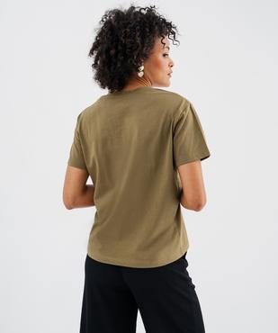 Tee-shirt manches courtes à col V en jersey de coton femme vue4 - GEMO 4G FEMME - GEMO