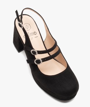 Escarpins femme unis à talon haut carré et brides à boucle vue5 - GEMO(URBAIN) - GEMO