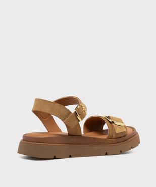 Sandales à semelle crantée dessus cuir femme - Tanéo vue4 - TANEO - GEMO