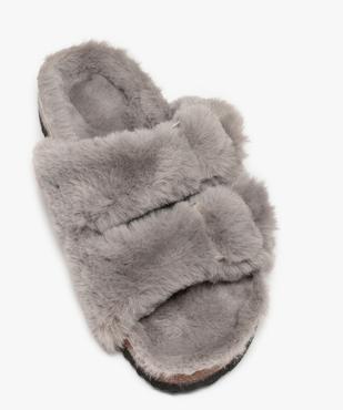 Chaussons femme mules à larges brides en textile peluche vue5 - GEMO(HOMWR FEM) - GEMO