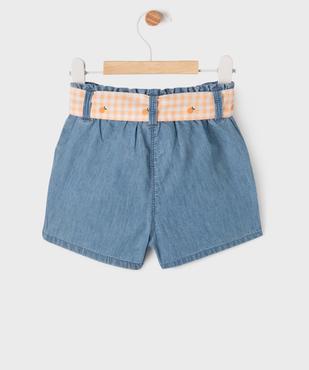 Short ample en chambray avec ceinture vichy bébé fille vue3 - GEMO(BEBE DEBT) - GEMO