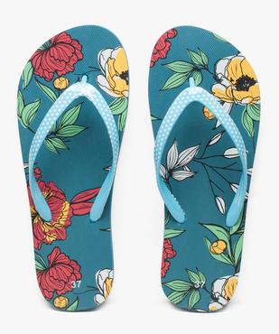 Tongs femme avec semelle à fleurs et lanières lisses vue1 - GEMO (PLAGE) - GEMO
