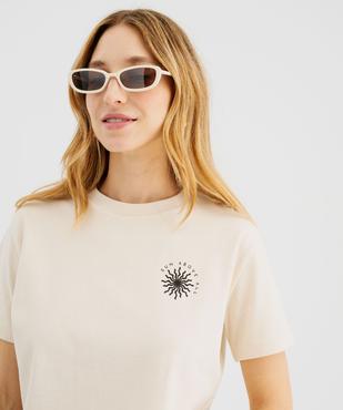 Tee-shirt manches courtes avec inscription positive femme vue2 - GEMO 4G FEMME - GEMO