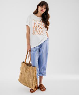 Tee-shirt manches courtes en jersey de coton imprimé femme vue4 - GEMO(FEMME PAP) - GEMO