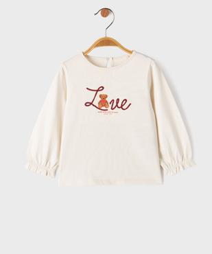 Tee-shirt manches longues avec inscription brodée bébé fille - LuluCastagnette vue1 - LULU CASTAGNETTE G4G D - GEMO