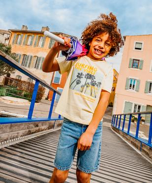 Tee-shirt manches courtes en jersey de coton imprimé estival garçon vue1 - GEMO 4G GARCON - GEMO