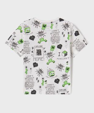 Tee-shirt manches courtes en coton imprimé all over garçon - Minecraft vue3 - MINECRAFT - GEMO