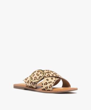 Sandales mules à larges brides en cuir femme vue3 - FOLLOW ME - GEMO