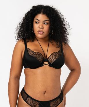 Soutien-gorge emboitant en microfibre et dentelle grande taille vue2 - GEMO(HOMWR FEM) - GEMO