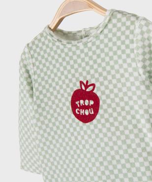 Pyjama en velours à motif damier bébé fille vue2 - GEMO 4G BEBE - GEMO