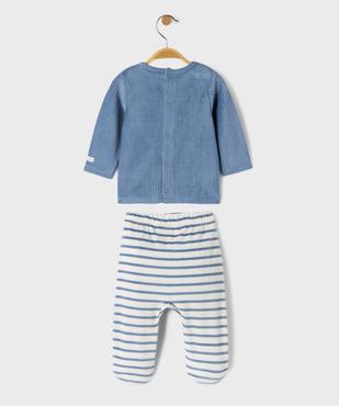 Pyjama 2 pièces en velours bébé garçon - LuluCastagnette vue4 - LULU CASTAGNETTE G4G D - GEMO