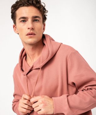 Sweat à capuche en maille nid d’abeille homme vue2 - GEMO (HOMME) - GEMO