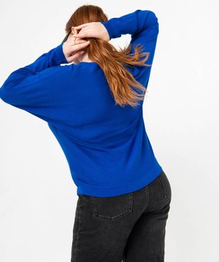 Pull fin avec col V zippé femme grande taille vue3 - GEMO 4G GT - GEMO