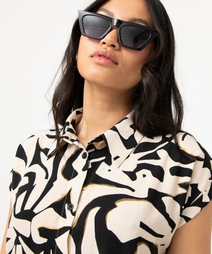 Robe chemise imprimée à manches courtes femme vue2 - GEMO(FEMME PAP) - GEMO