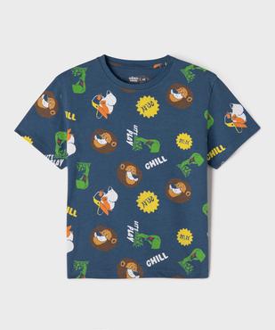 Tee-shirt manches courtes en jersey de coton imprimé garçon vue2 - GEMO 4G GARCON - GEMO