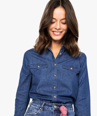 Chemise femme aspect denim fermeture boutons vue2 - FOLLOW ME - GEMO