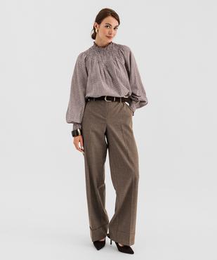 Blouse col montant smocké femme vue1 - GEMO(FEMME PAP) - GEMO