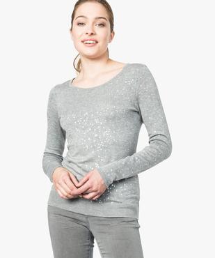 Pull femme en maille fine extensible à motifs brillants vue1 - GEMO(FEMME PAP) - GEMO