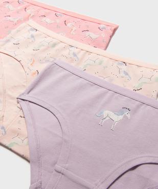 Shorties en coton stretch à motifs licornes fille (lot de 3) vue2 - GEMO 4G FILLE - GEMO