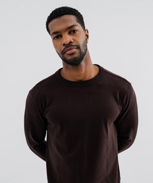 Tee-shirt manches longues et col rond en coton résistant homme vue2 - GEMO (HOMME) - GEMO