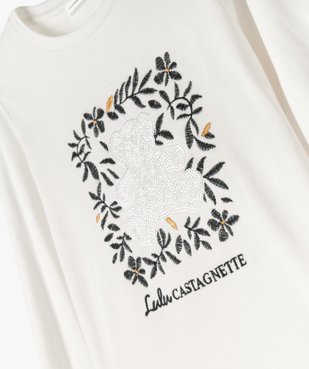 Tee-shirt manches longues avec motif brodé fille - LuluCastagnette vue2 - LULU G4G - GEMO