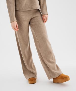 Pantalon en maille à taille élastiquée coupe large femme  vue3 - GEMO(FEMME PAP) - GEMO