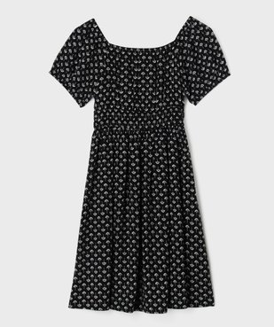Robe manches courtes col Bardot en viscose fille vue1 - GEMO 4G FILLE - GEMO