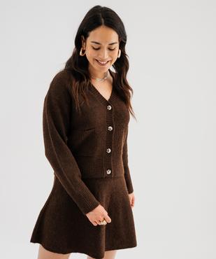 Gilet col V douillet et chaud femme vue2 - GEMO(FEMME PAP) - GEMO