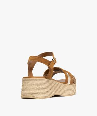 Sandales à brides avec semelle plateforme aspect corde femme - Tanéo vue4 - TANEO - GEMO