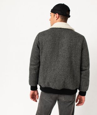 Blouson matelassé en maille chinée avec col sherpa amovible homme vue3 - GEMO (HOMME) - GEMO