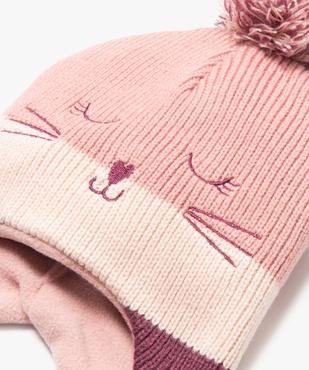 Bonnet fille avec pompon et doublure polaire vue2 - GEMO(BEBE DEBT) - GEMO